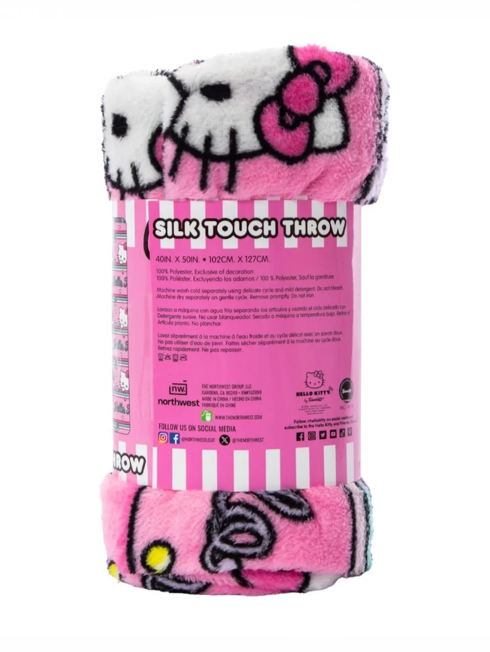 Sanrio Hello Kitty Sweet as Sugar Silk Touch Throw Blanket Pink